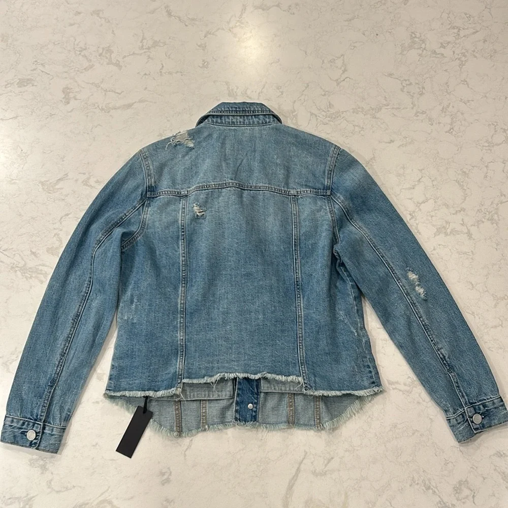 BLANKNYC Distressed Light Wash Denim Jacket Size Large NWT